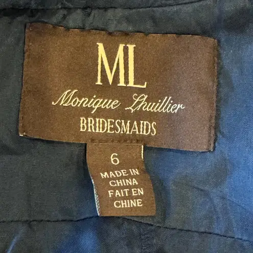 Monique Lhuillier ML Dress Women 6 Navy Blue Chiffon Pleated Fit And Flare Gown