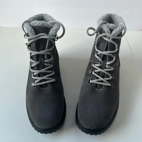 White Mountain Suede Lace Up Womens Boots 10M Faux Fur Lined Ankle Gorp Hiking