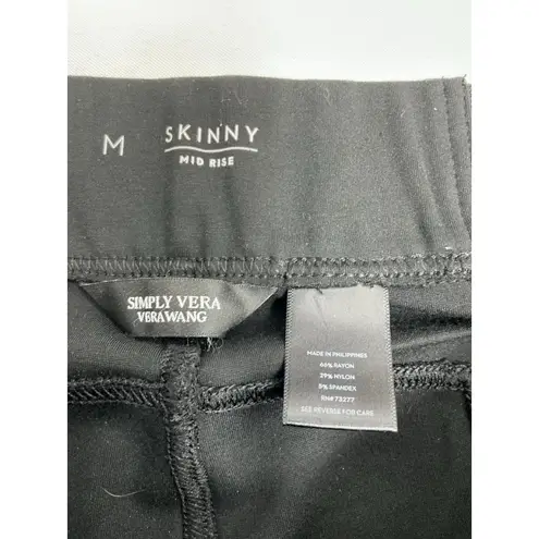 Vera Wang Womans Simply  Pullon Pants Skinny Midrise Medium Black Elastic Waist
