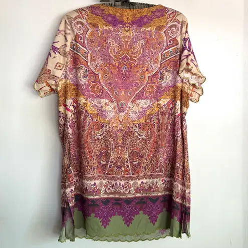 Soft Surroundings Luciana Paisley Boho Tunic Top 1X Medallion Print Stretch