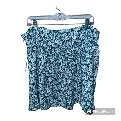 Abound  Blue/White Floral Drop Waist Miniskirt, XL