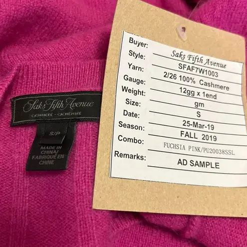 Saks 5th Avenue NEW Saks Fifth Avenue 100% Cashmere Pink Knit Long Sleeve Pullover Sweater Top S