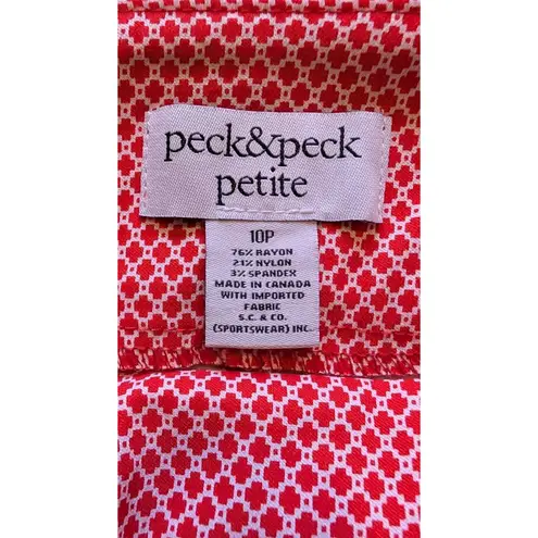Peck & Peck Women's Petite Capris 10P Red White Tummy Control