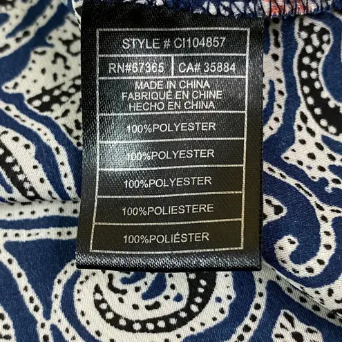 Cupcakes and Cashmere Off Shoulder Paisley Print Tie Neck Long Sleeve Blouse S