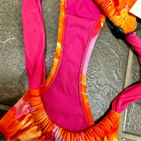 Rat & Boa  Bahia Bikini Bottoms Side Tie Pink Orange Extra Small XS $155