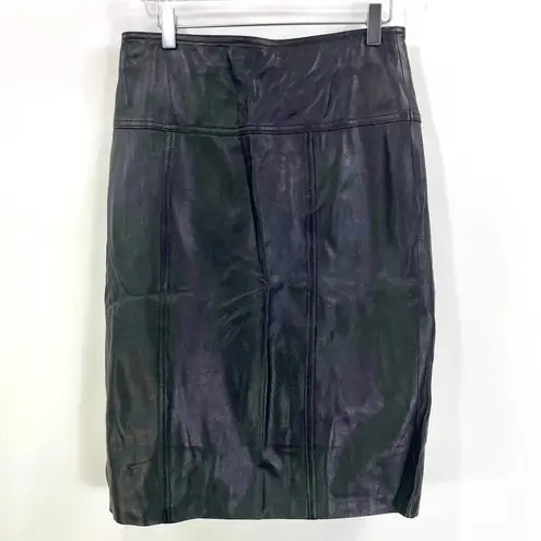 90s LA NAUVELLE RENAISSANCE Vintage Black Leather Skirt