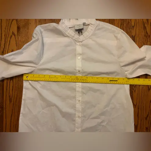 HD in Paris from Anthropologie White Ruffle Collar Button-Down Blouse - L (NWT)