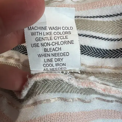 Club Z Collection Shirt Dress Cover Up Womens XL Metallic Stripes Beach Travel White