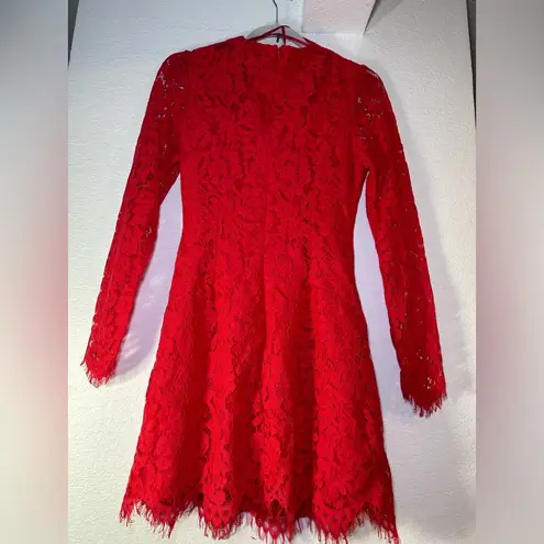 DO+BE NWT  Large Red Hot Lace Holiday Mini Dress Long Sleeve Size M