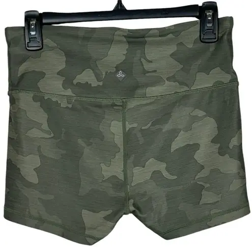 prAna Medium Layna Shorts Sage Camo Hi-Rise Hidden Pocket Stretch Elastic Waist