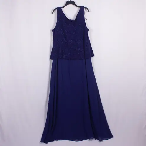 Alex Evenings NWT Scoop Neck Jacquard Glitter Embellished Chiffon Dress Size 22W