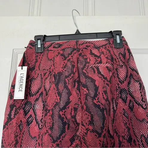 L'Agence L’AGENCE Ludivine Cropped Trouser in Red Snakeskin Print Size 2 NWT