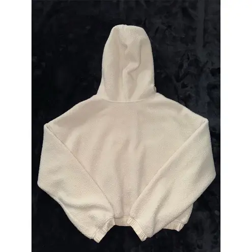 Offline By Aerie Women's Sherpa Cropped Jacket Hooded Pockets Full Zip Sz Small