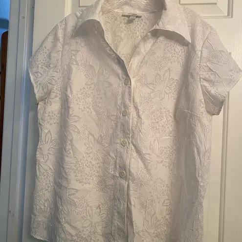 Dress Barn  White Lacy Short Sleeve Blouse sz 18-20