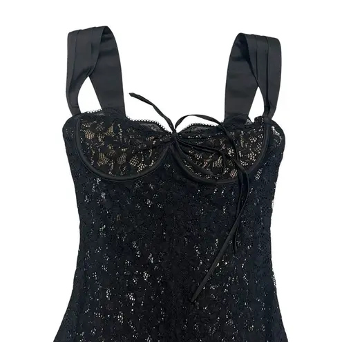 Miss Circle Veronica Black Lace Maxi Dress Sleeveless Dark Romantic Women’s XXS