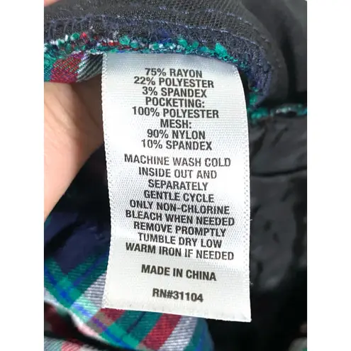 kim rogers Plaid Pants Womens 14P Pull On Straight Preppy Stretch Office Casual