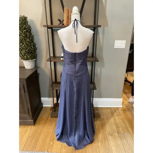 Likely Runa Halter Maxi Gown Night Shadow Blue Womens Size 10