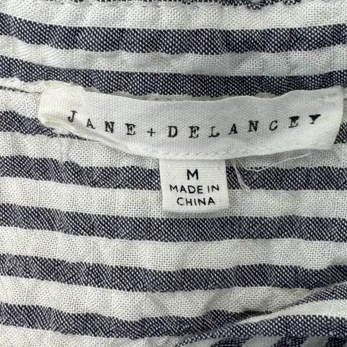 Jane and Delancey Button Up Blouse Medium Blue Striped