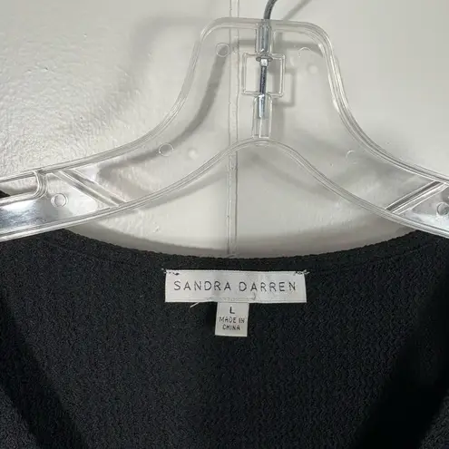 Sandra Darren Black Tiered V-Neck Lightweight Long Sleeve Dress Large L Minimal - Image 3