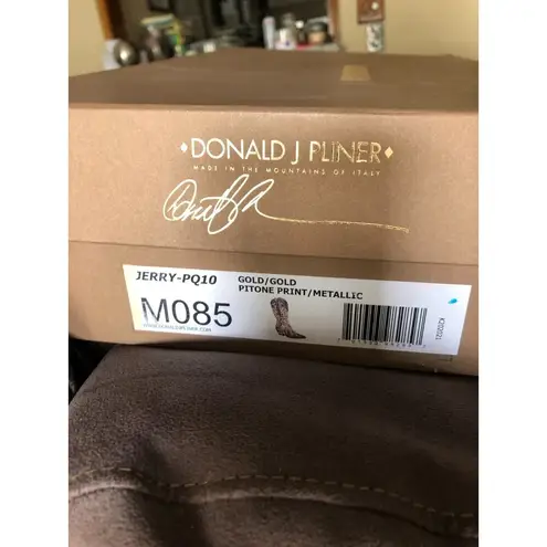 Donald Pliner Western Metallic Pitone Snake Leather Boot Shoe New $695 Sz 8.5 Gold