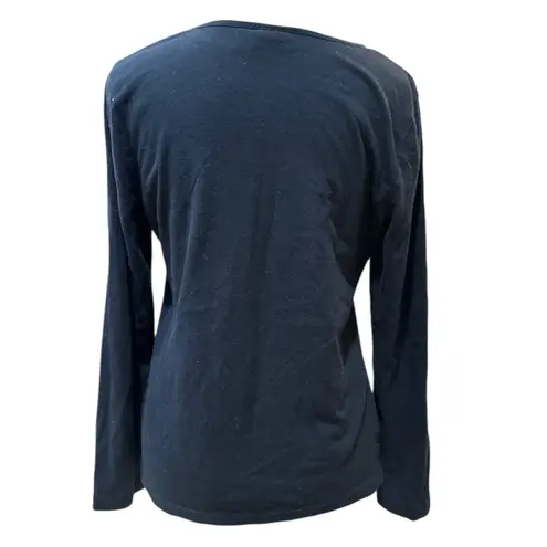 kim rogers Petite Black Merry Christmas Santa Snowflake Long Sleeve T Shirt PS