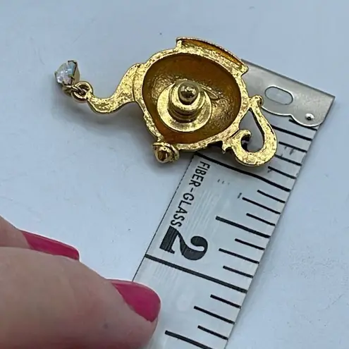 Vintage Avon teapot with crystal water drop pin Gold