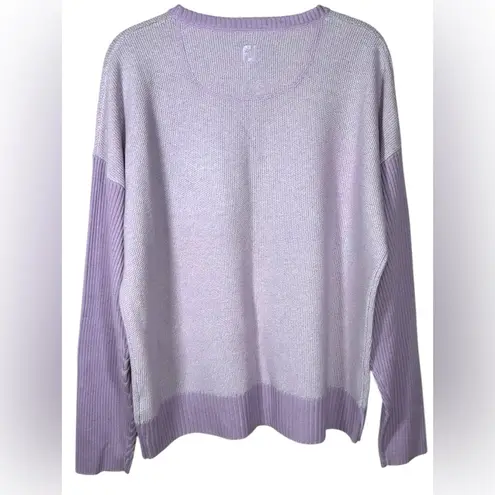 FootJoy Golf Women’s Lilac Purple Wool Blend Crew Neck Cable Ribbed Sweater XL