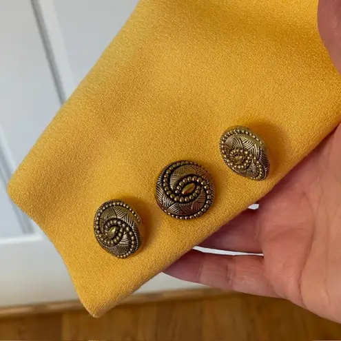 Vintage 1980's Pure Wool Statement Power Blazer Herbert Grossman Gold Buttons 4P Yellow