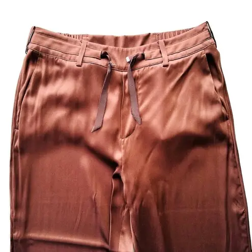 Cami NYC Alex Pant Size Small Chocolate Brown Shiny Silk Pockets Relaxed