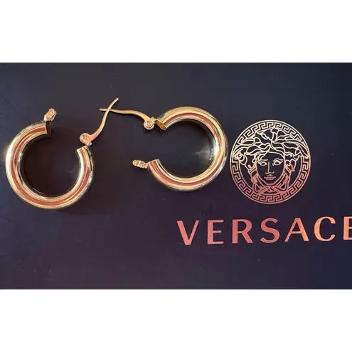 Boutique NEW Large Women’s 18k Gold Filled‎ 22mm Tubular Chunky Hoop Earrings