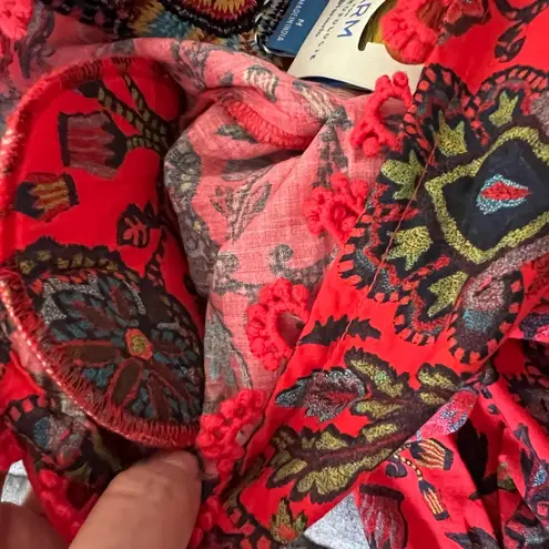 Farm Rio NWT One Shoulder Tropical Floral Red Cropped Top M