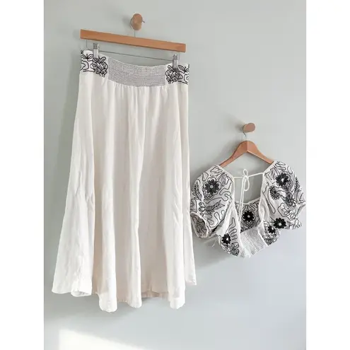 Free People  | NWT Lotus Maxi Skirt Cropped Top Set | Black & White Combo | Sz S