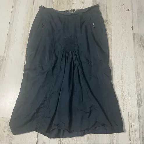 YSL Yves St Laurent Vintage Blue Ruched Skirt Zipper Skirt size 38 ESTIMATED