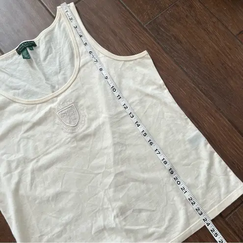 Ralph Lauren Lauren Active Butter Yellow Logo Tank 100% Cotton size Medium