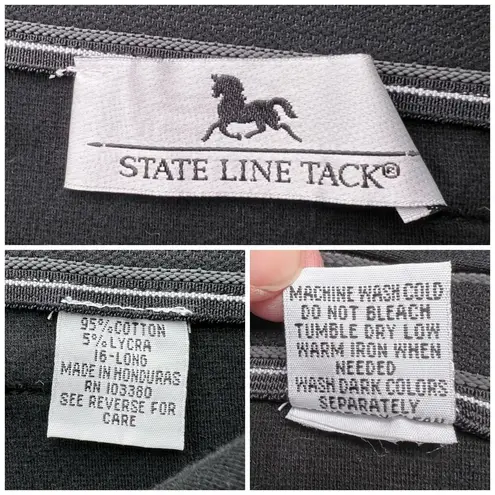 State Line Tack Black Riding Breeches Stretch Equestrian Pants 16 Long