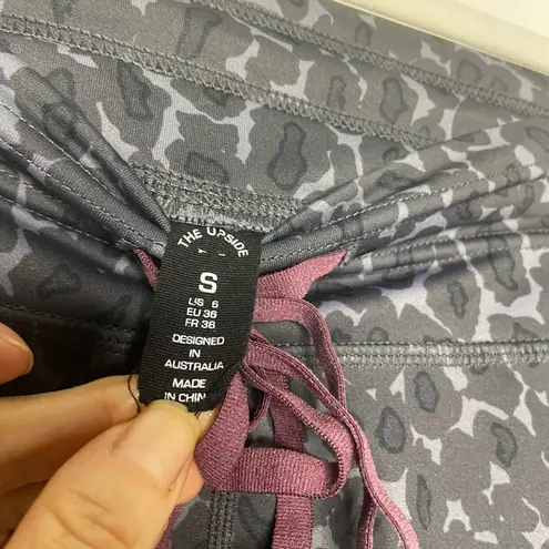 THE UPSIDE Snow Leopard Drawstring Leggings Small Black