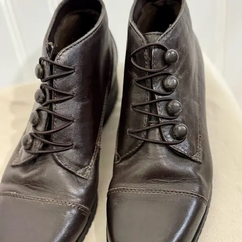 Sporto Women's Brown Leather Ankle Boots 6.5 M Victorian Granny Button Style