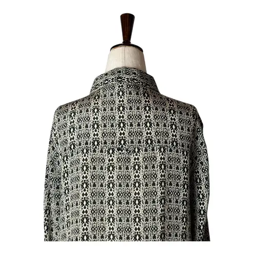 Tolani  Shirt Women Medium Black Silk Geometric Button‎ Down Long Sleeve Blouse