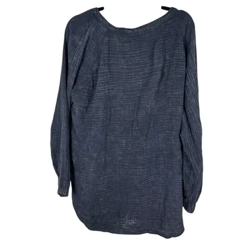 Free People  We the Free Black Crinkle Wrap Boho Blouse Size Large