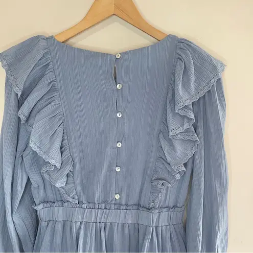 Just Me NWT Steel Blue Ruffle Apron Dress, Medium