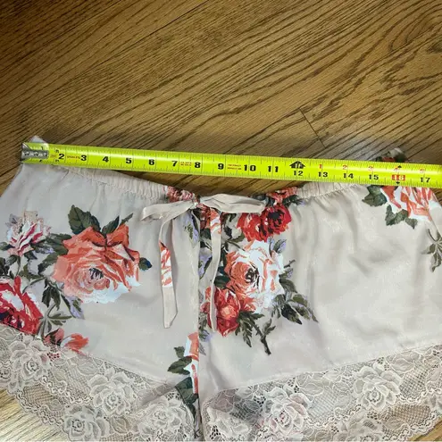 IN BLOOM By JONQUIL Floral Pajama Satin Lace Cami and Shorts Set Size XL Pink