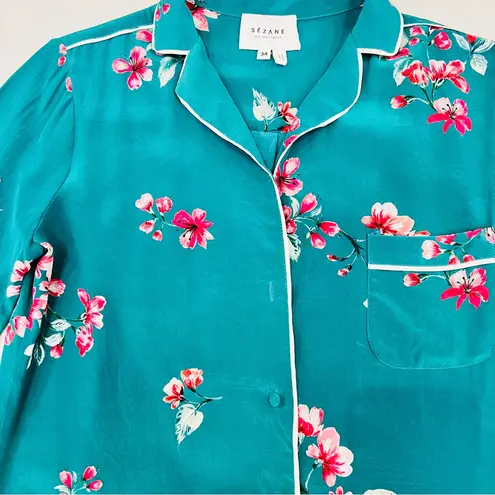 Sézane Sezane Elisa green floral silk blouse