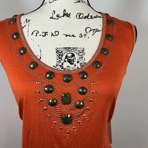 Notations NWT Woman 3X Rust Orange Embellished Sleeveless Tank Top Blouse