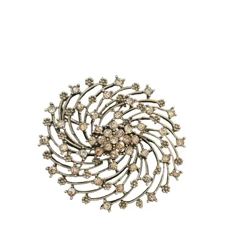 Simply Vera, Vera Wang Simply Vera Wang Rhinestone Spiral Brooch Pin Jewelry With Crystal Stones & Meta