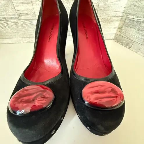 C'N'C Costume National Leather Heeled platform Pump Shoes 7.5 Black