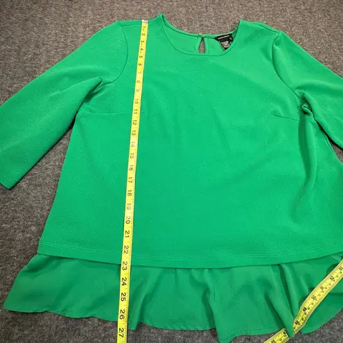 Jules & Leopold Blouse Womens XL Green Textured Peplum Shirt Minimal Office