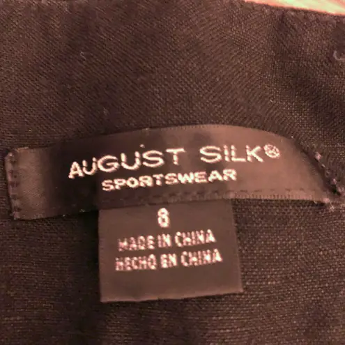 August Silk Sportswear Linen Blend Cropped Wide Leg Culotte Pants Black 8