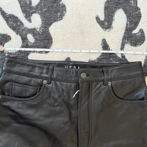 New Reformation x Veda Cynthia Black 100% Lamb Leather Straight leg pants 4