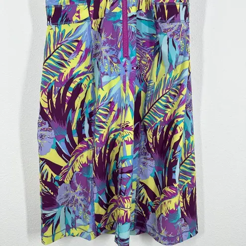 Title Nine Arabella Nimblene Halter Dress Purple Palm Trees Back Zip SUP Size 8