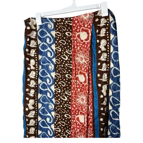 Vintage Paquette Byer California Wrap Maxi Skirt/ Beach Coverup Rayon Size 1X Blue